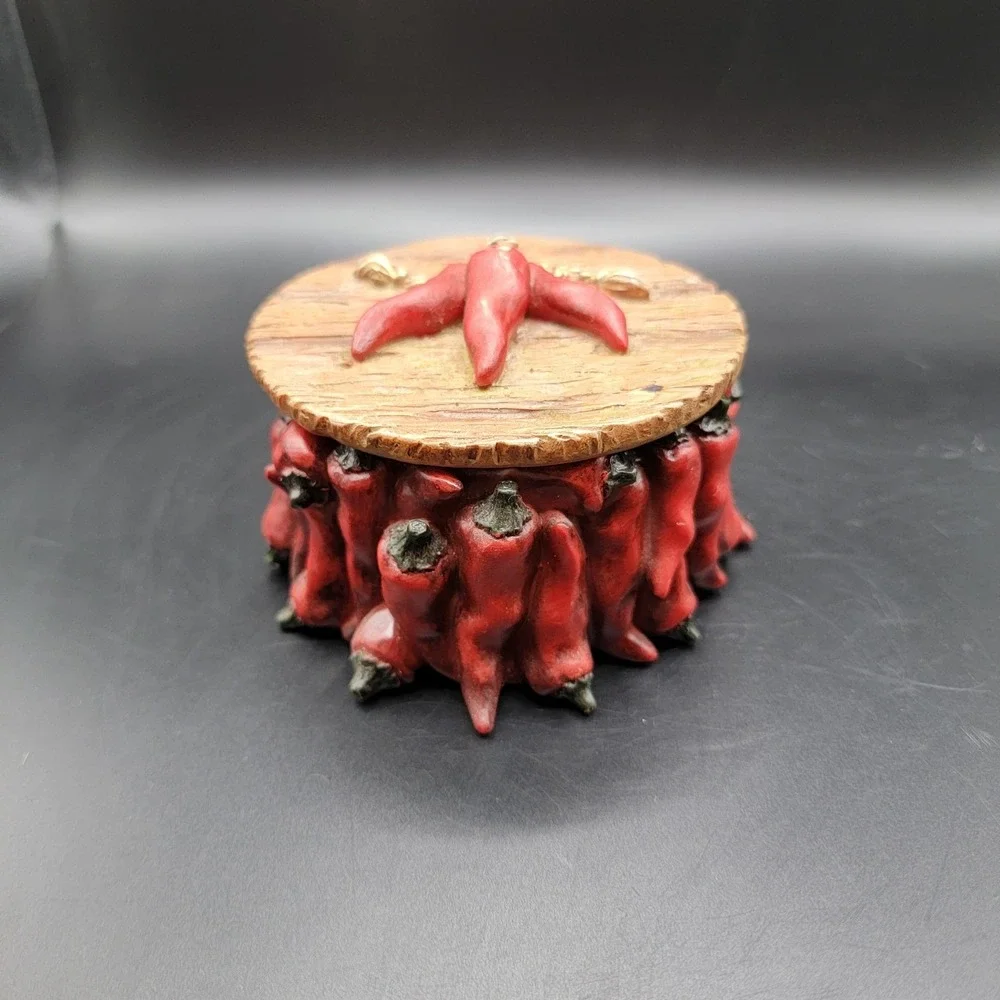 Red Hot Chili Stash Box Resin Trinket Holder with Removeable‎ Lid